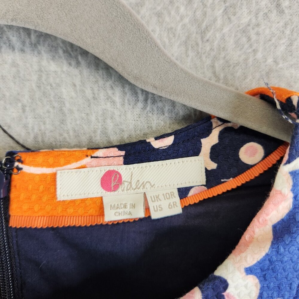 Boden Dress Womens 6 Blue Orange Floral Knee Modest Church Office Career - Picture 14 of 16